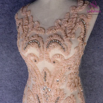 La Belleza Champgane korálkové krásny veľký kus ručne perly crystal Drahokamu patch svadobné šaty nášivka príslušenstvo