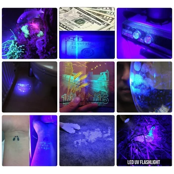 LED UV Baterka horák, 395nm Fialové Fialové Svetlo linterna UV žiarenie Ultrafialové Blacklight Detektor pre Psa Moču, Pet Škvrny AAA