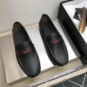 Letné muž pohodlné topánky, kožené módne topánky mužov jadrný mokasíny black vysokej kvality ležérne pánske