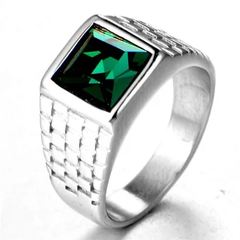 Luxusné Green Crystal Mužov Krúžok Business Štýle Módy Geometrie Prstene, Šperky Strane Príslušenstvo Veľkosť 6-11