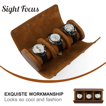 Luxusný 3 sloty Watch Box PU Kožené Hodinky Skladovanie Organizátor Sledovať Roll Cestovné Sledovať Prípade Prenosné Šperky Box Hodinky Darčekovej krabičke
