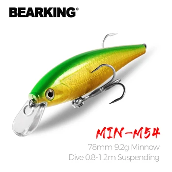 Maloobchod rybárske náčinie nový model,Bearking perfektné akčné minnow,78 mm/9.2 g, ponoriť sa 0.8-1.2 m pozastavenie návnady , 5 farby na výber
