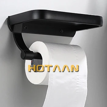 Matte Black Pevné Hliníkové Wc Tissue Papiera Držiak Kúpeľňa Príslušenstvo Multifunkčné Toaletného Papiera Držiak Na Mobilný Držiak