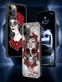Mexické Lebky Dievča Luxusné Silikónové Telefón puzdro Pre iPhone 12 Mini 11 Pro Max 7 XR X 6 8 Plus 5 Shockproof Kryt Coque Bývanie