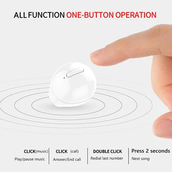 Mini Bezdrôtové Slúchadlá Neviditeľné Bluetooth Slúchadlo Tlačidlo Ovládací Slúchadlá 3D Stereo Hudby Vodotesné Slúchadlá S Mikrofónom