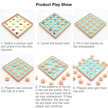 Montessori Pamäte Zápas Šach Hra 3D Puzzle Drevených Skoro Vzdelávacie Rodinnú oslavu Bežné Interakcie Hry Detí, Hračky
