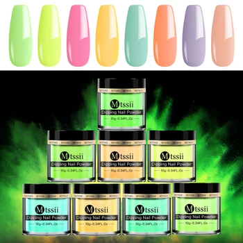 Mtssii Box Neon Fosfor Ponárania Prášok Svetelný Nail Art Dekorácie Fluorescenčné Lesk Lesk Pigment Prachu UV Gel Polish