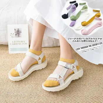 Móda Čipky Priehľadný Kryštál Ponožky Ženy farbou Pohodlný Úplnej Hodváb Harajuku Zábavné Ponožky 2020 Nové Calcetines Mujer