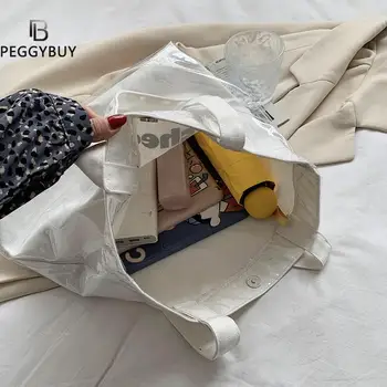 Móda Ženy Plátno PVC Patchwork Tlač Ramenný Nakupovanie Tote Bag Ladies Vintage Veľkú Kapacitu Top-rukoväť Kabelky
