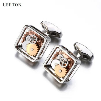 Najnovšie Námestie Steampunk Výstroj manžetové gombíky Lepton Hodinky Mechanizmus manžetové pre mužov Podnikania, manžetové gombíky, svadobné Relojes gemelos