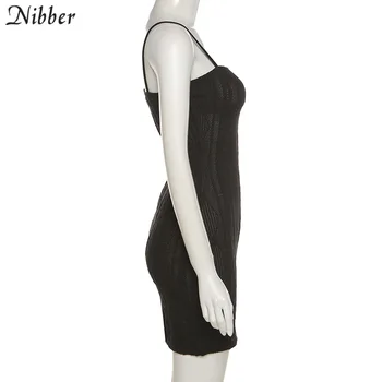 Nibber Lete Základné Vlákno farbou Šatka Šaty Žien Streetwear bežné Sexy Oblečenie Y2K Lady Mini Bodycon Šaty Žena