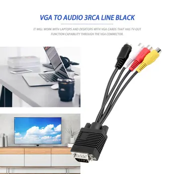 Nové 1pc 3 RCA Samica Converter Kábel Nové VGA pre Video, TV-Out, S-Video AV Adaptér Najnovšie Drop Shipping Veľkoobchod