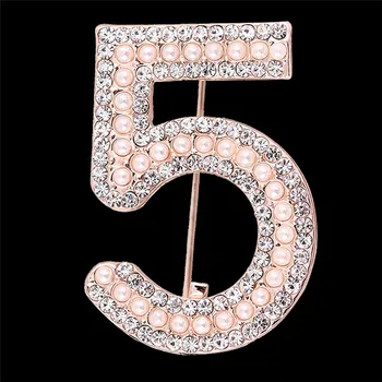 Nové Číslo Brošne Šperky List 5 Úplné Crystal Drahokamu cc Brošňa Kolíky Pre Ženy Strany Darček