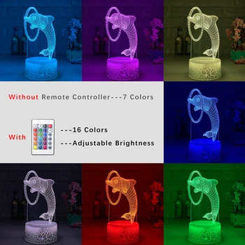 Nový Remote/Dotykové Ovládanie 3D LED Nočné Svetlo Módne Dolphin Vzor Zmeny Farby, LED stolná Lampa Deti Vianočný Darček Domáce dekorácie