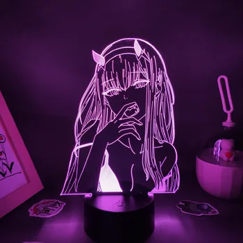 Nula Dva Anime Obrázok 02 3D LED RGB Nočné Osvetlenie, Cool Krásny Darček Pre Priateľa, Lávové Lampy, Spálňa Tabuľka Dekor Miláčik V Franxx