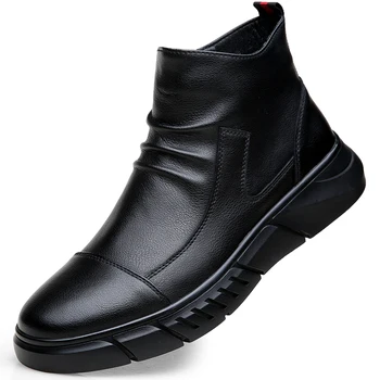 Originálne kožené módne Topánky, členkové Topánky klasické čierne topánky pre obchodných stretnutí a bežné strany populárny človek obuv