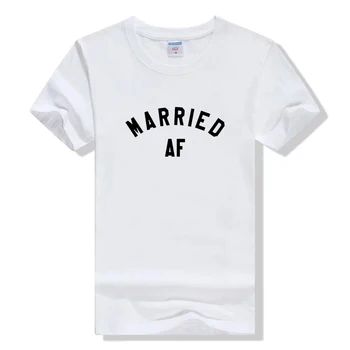 Oženil AF Ženy T-Shirt Just Married Tričko Wife Hubby Svadobné Lumbálna Top Svadobný Dar Roztomilý Top Lumbálna Grafické Tričko