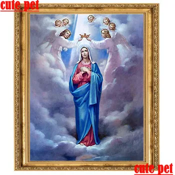 Panna Mária Náboženstvo Ikonu St tapety CrossStitchDiy Diamond Maľovanie Diamond Výšivky, Výšivky 5dMosaic domáce dekorácie