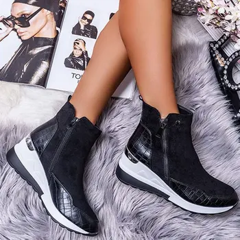 Plus Veľkosť Teplé Oblečenie Zimné Topánky Robustný Tenisky Členkové Topánky Dámske Topánky Žena Zips, Pracka Hrubé Jediným Platformu Zapatos Mujer