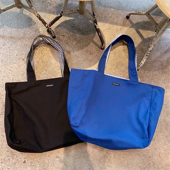 Plátno Obe Bočné Vrecko Shopper Taška cez Rameno pre Ženy 2021 Kockovaná Luxusné Dizajnér Kabelka Veľkú Kapacitu Cestovné Žena Tote Bag