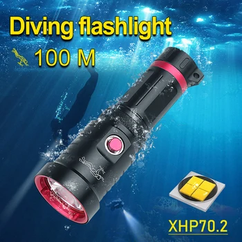 Podvodná led baterka pochodeň XHP70.2 XHP70 Potápanie Vojenské Extrémne Svetlé Lanterna IPX8 Svietidla podmorský lov Zaklamp