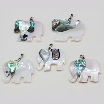 Prírodné Shell Prívesok Slon tvar perleť Spojov Abalone Shell zobrazili kľúčové tlačidlá Pre šperky, takže DIY Náhrdelník príslušenstvo