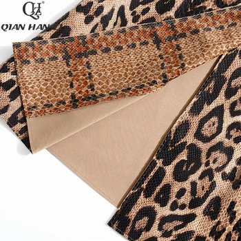 Qian Han Zi 2020 Žien Bežné Leopard zákopy srsti nadrozmerná Vintage Had lakovanej kože Umyté Outwear Pás slim Oblečenie