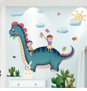 [shijuekongjian] Dinosaurov Zvieratá Samolepky na Stenu DIY Cartoon Deti Strom nástenná maľba Obtlačky pre Deti Detská Izba Spálňa Dekorácie