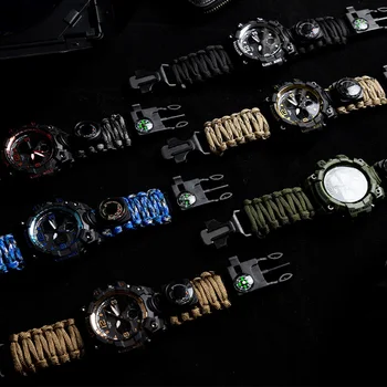 SHIYUNME Mužov Vojenskej Hodinky Vodotesné 50m Náramkové hodinky LED Quartz Hodiny Vonkajšie Športové Hodinky Kompas, teplomer núdzové hodinky