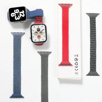 Slim Pletená Sólo Slučky Pre Apple hodinky kapela 44 mm 40 mm 42mm 38 mm 42 mm TKANINY, Pružný pás náramok iWatch serie 6 5 4 3 se popruh