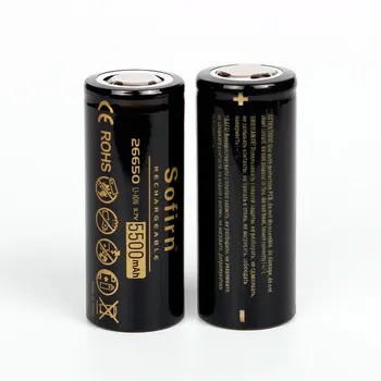 Sofirn 3,7 V 26650 5500mAh Batéria Plochá Tlačidlo 5C Vysoká Schopnosť Vybíjania Lítiová Batéria Li-ion Batérie pre LED Baterka