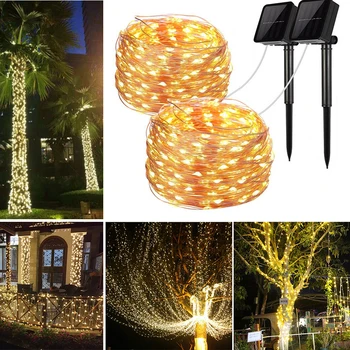 Solárne String Rozprávkových Svetiel 5M 10 m 20 m 30 m LED Vodotesný Vonkajší Veniec Solárne Lampy, Svetelné Vianočné Pre Záhradné Dekorácie..