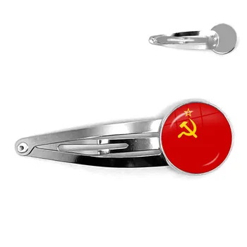 Sovietu ZSSR Stalin Lenin sponky do vlasov Classic Red Star Kladivo Kladivo Komunizmu Znak CCCP Sklo Cabochon Vlasy, Šperky Pre Ženy