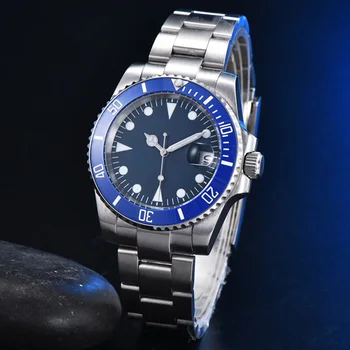 Sterilné modrý povrch pánske automatické mechanické hodinky hodinky z nerezovej ocele farba prípade 30 metrov nepremokavé