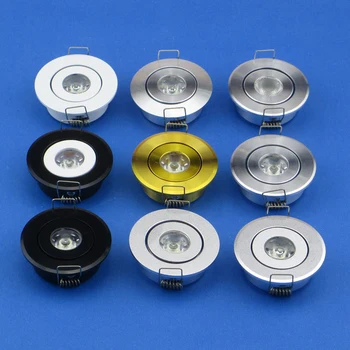 Stmievateľné LED Mini stropné LED bodové svetlo lampy 1W 3W LED downlight biela,čierna,strieborná Minidownlight Kabinetu Spot Lampy