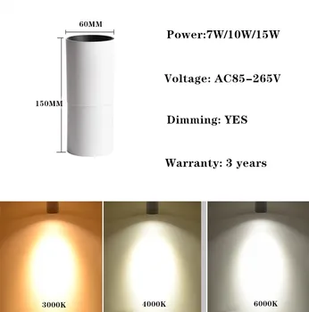 Stmievateľné Otáčania LED Svietidlá 7W10W15W COB LED Stropné Bodové Svetlá AC85~265V LED Nástenné Svietidlo Teplá Studená Biela Vnútorné Osvetlenie