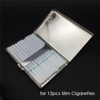 Strieborný Kovový Cigariet Prípade 12pcs 100 mm Dlhý Slim Cigariet Box, Držiak na Prenosné Fajčenie Nástroje Dymu Príslušenstvo
