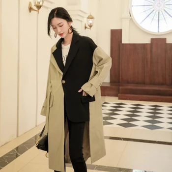 SuperAen 2019 Jeseň Nové Zákopy Srsti pre Ženy kórejský Štýl Bavlna Bežné Ladies Windbreaker jednofarebné Oblečenie Žien
