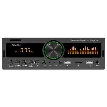SWM-80A Auto Rádio Stereo MP3 Prehrávač, FM Rádio Farebné Osvetlenie Bluetooth, MP3 Audio Prehrávač