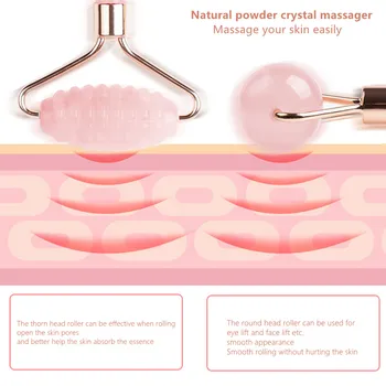 Tváre Masér Rose Quartz Navi Prírodného Kameňa Lifting Tváre Masáž Prášok Crystal Skin Care Navi Masáž Nástroj