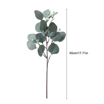 Umelé Rastliny Rastliny Eukalyptu Zelene Olivový Pobočiek Kvety, Lístie 45 cm Strom Hodváb S Ovocím Dekorácie Peniaze List