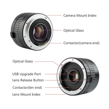 VILTROX C-AF 2X Zväčšenie Extender Auto Focus Mount Objektív pre Canon EOS EF Objektív pre Canon EF objektív Fotoaparátu DSLR