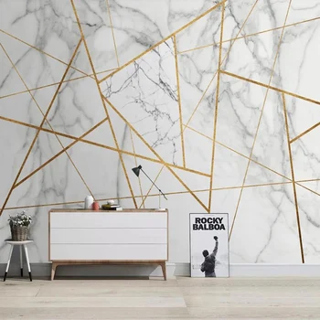 Vlastné Nástenné Moderné Tapety 3D Geometrické Mramorový Vzor Golden Line Fresco Obývacia Izba TV Pozadí Steny Domova Tapety