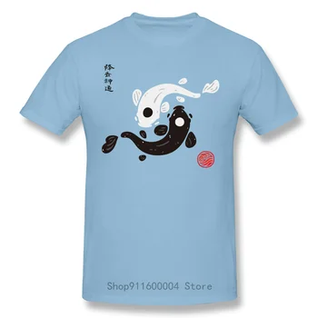 Yin-Yang Koi Ryby v Pohode A Zábavné Krátke Rukávy Ležérne Módne Bavlnené tričko Tee Košele