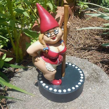 Záhrada pole Tanec Gnome Živice Gnome Socha Indoor/Outdoor Socha pre to, Terasa, dvor alebo Trávnik 17 cm JA55