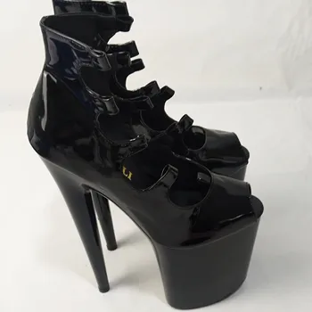 Šnúrky otvorené topánky dámske, model pole tanec výkon, vysoké podpätky, 20 cm tenké päty sexy party jednej topánky