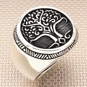 Šterlingov Strieborné Mince Krúžok Stromu Života, Model Silver Ring Pre Mužov Vyrobené v Turecku