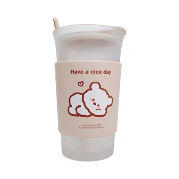 Šálku kávy tvorivé medveď dizajn roztomilý sklo s lyžicou raňajky pohár mlieka Vianočný darček 400 ml