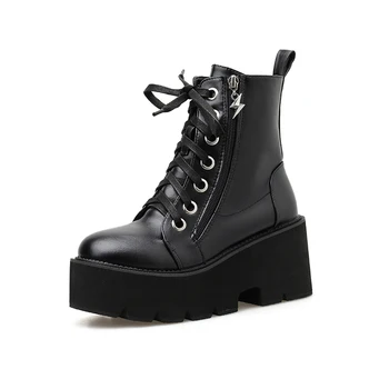 ženy, topánky šnurovacie zimné snehu topánky nepremokavé demonia topánky kovbojské topánky západnej členok boot Punk Topánky vojenské topánky