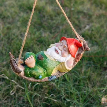 Živica Trpaslíkov Gnome Socha Na Záhrade Dekor Socha Ozdoby, Dekorácie Gnome Trpaslíkov Hojdačka, Vonkajšie Závesné Dekorácie#g